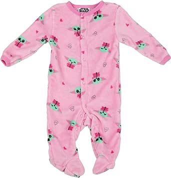 STAR WARS Baby Girls Baby Yoda Pajamas One Piece - Baby Footie Pajamas - Baby Girl Sleepers Baby Footie Pajamas, Baby Girl Sleepers, Dinosaur Outfit, Footie Pajamas, Star Wars Outfits, Baby Sleepers, Pink Pajamas, Star Wars The Mandalorian