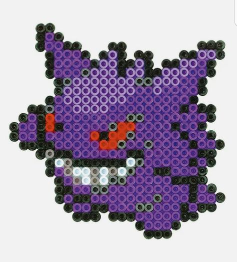 Gengar Perler Bead Pattern, Peeler Bead Pokémon, Pokemon Hama Beads Pattern, Pokemon Melty Beads, Pokemon Perler Bead Patterns Templates, Pokemon Fuse Beads, Pokemon Pearl Beads, Gengar Perler Beads, Gengar Perler