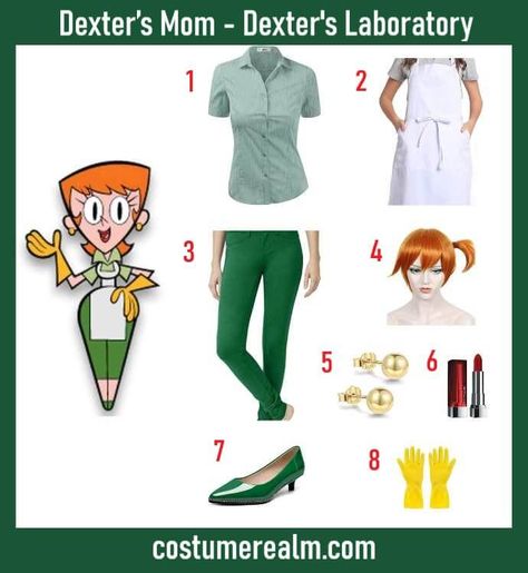 Dress Like Dexter's Mom Costume Guide For Halloween & Cosplay Dexters Laboratory Costume, Dexter's Laboratory Costume, Mom Costume, Dexter Mom, Outfits Guide, Mom Halloween Costumes, Mom Characters, Dexter’s Laboratory, Vibrant Red Hair