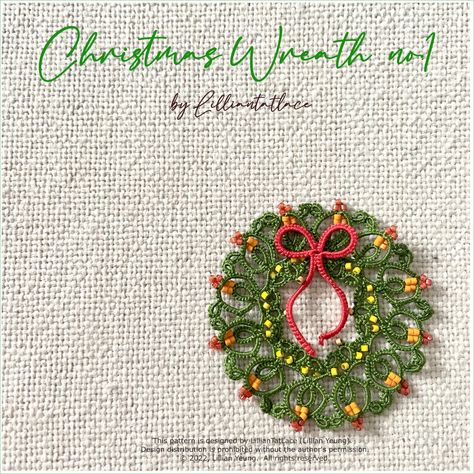 Tatted Christmas Tree, Tatting Christmas Ornaments, Christmas Tatting Patterns Free, Needle Tatting Patterns Free, Tatting Christmas, Christmas Wreath Tutorial, Tree Tat, Tatting Ideas, Tatting Patterns Free