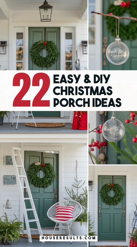 Ready to spread holiday cheer? Check out these Christmas porch decor ideas that will enchant your guests! Incorporate wreaths, garlands, and charming decorations to create a magical entrance. 🎅❤️ Don’t forget to save this pin for your holiday planning! Christmas Boughs Decorating Ideas, Outside Garland Christmas Porch Ideas, Christmas Doorway Decorations, Easy Outdoor Christmas Decorations, Colorful Christmas Decorations, Outdoor Garland, Christmas Porch Decor Ideas, Farmhouse Style Christmas, Cottage Christmas