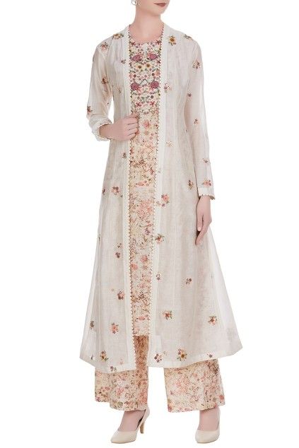 Jacket Style Kurti Long With Pant, Kurta Pants For Women, Kurti Designs Latest Cotton Printed, Jacket Kurti, Jacket Style Kurti, Saree Reuse, Kurti With Jacket, Simple Kurtis, Coat Dresses