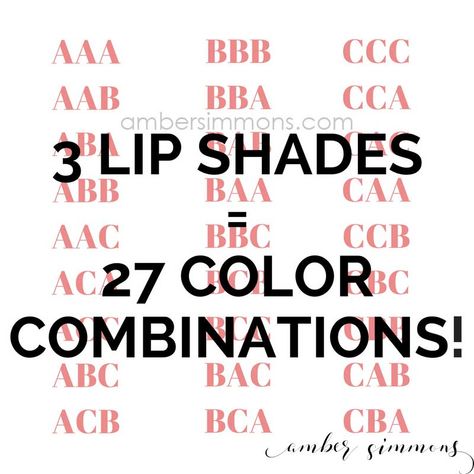 If you have 3 different LipSense colors you can make 27 color combinations! Lipsense Colors Chart, Lipsense Colors, Kinds Of Colors, Cricut Free, Pink Champagne, Color Combination, Feel Confident, Color Combinations, How To Use