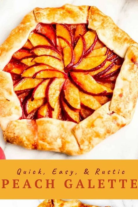 Easy Peach Galette, Fresh Peach Pie Recipes Pioneer Woman, Peach Crostata Recipes, Peach Gallette Recipe Puff Pastry, Puff Pastry Peach Galette, Single Crust Peach Pie, Nectarine Galette Recipe, Peach Gallette Recipe Pioneer Woman, Easy Galette Recipe