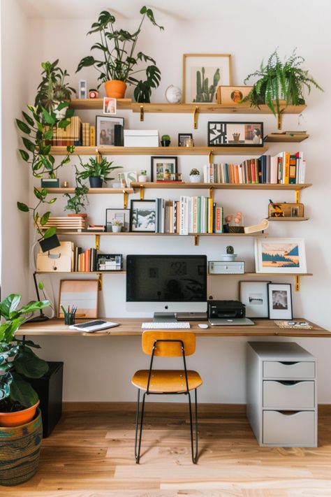 15 Smart Small Bedroom Office Ideas: Maximizing Space for Dual Use – Everyday Inspo Small Office With Two Desks, Work Desk In Living Room, Tiny Home Office In Bedroom, Small Bedroom And Office Combo Ideas, Living Room With Desk Area, Office And Bedroom Combo Small Spaces, Small Office Bedroom Combo, Living Room Desk Area, Small Bedroom With Desk