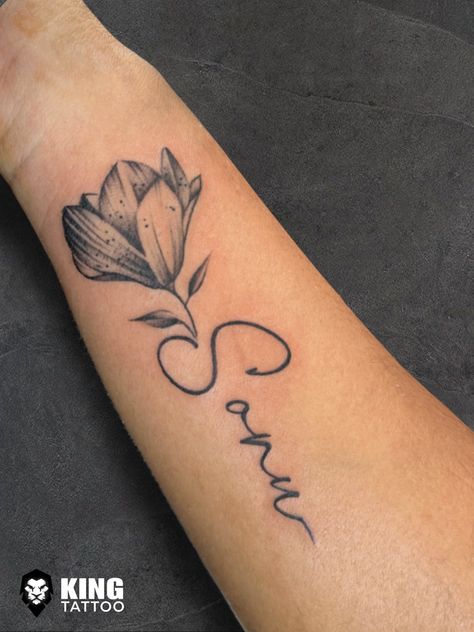 Sonu name tattoo with flower Name With Flower Tattoo, Sonu Name, Tulip Tattoo, Flash Sheet, Tattoo Flash Sheet, Name Tattoo Designs, Hand Tattoos For Guys, Name Tattoo, Name Tattoos