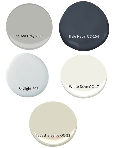 Coordinating House Paint Colors, Hale Navy Benjamin Moore Coordinating Colors, Hale Navy And White Dove, Navy Blue Coordinating Colors, Coordinating Colors With White Dove, Colors That Go With White Dove, Colors That Go With Hale Navy, Skylight Paint Color, White Dove Coordinating Colors