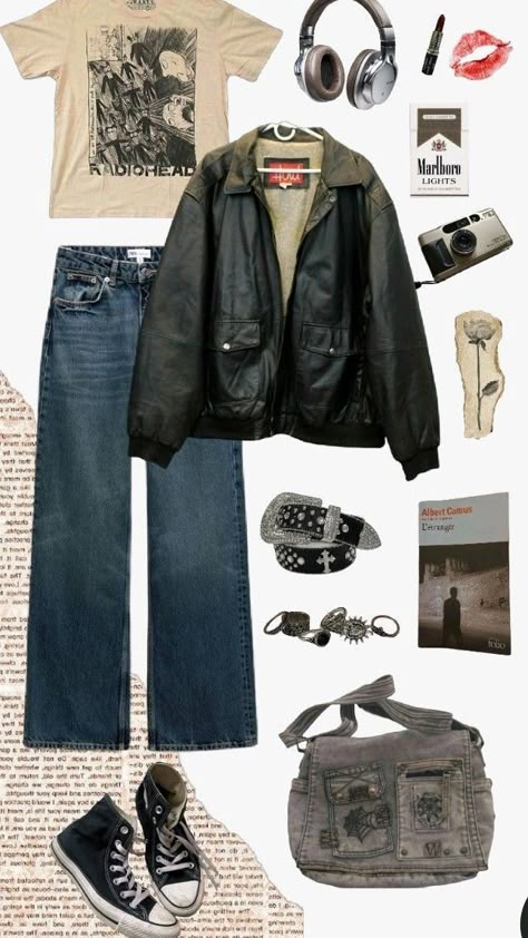 Hackercore Outfit, Low Effort Outfits Aesthetic, Grunge Casual Outfit, Vintage Rock Fashion, Survival Horror Outfit, Fully Black Outfits, Hipster Outfits Aesthetic, Old Grunge Outfits, Artsy Casual Outfits