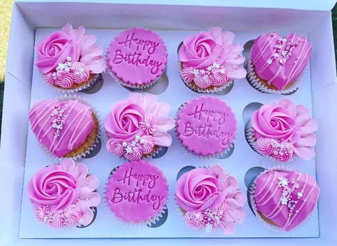 Pink Birthday Cupcakes For Women, 40th Birthday Cupcakes Women, Cupcakes For Women, Cupcake Icing Designs, Birthday Cupcakes For Women, 40th Birthday Cupcakes, Easy Unicorn Cake, Kendall Birthday, Easy Cupcakes Decoration