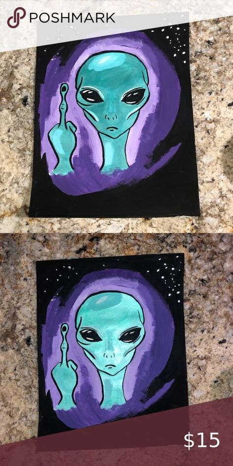 Alien Painting Easy, Alien Canvas Painting, Alien Painting, Record Painting, Artsy Girl, Trippy Drawings, Neon Painting, Hand Painted Wall Art, Abstract Art Painting Diy