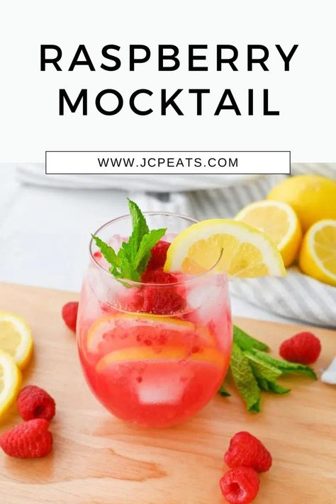 Raspberry Mocktail Nonalcoholic Drink, Summer Mocktails, Raspberry Syrup, Lemon Lime Soda, Raspberry Lemonade, Mocktail Recipe, Fresh Mint, Non Alcoholic Drinks, Lemon Lime