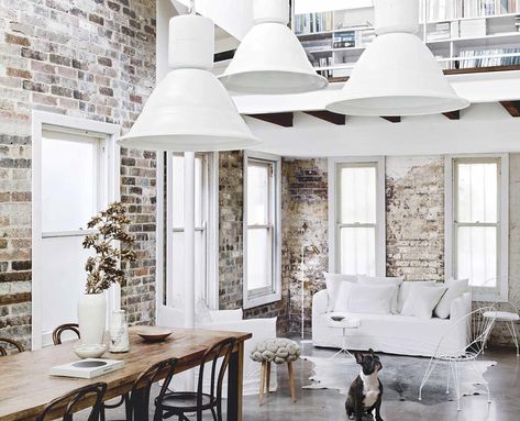 https://decordemon.blogspot.com/2020/05/an-all-white-industrial-style-home-with.html?fbclid=IwAR0FH0cURralkKPU9ZXHSf87Z7VvWpujAqeAcBKLxRhq6wyTQtEOmwTO1eQ Industrial Style House, Urban Industrial Decor, Industrial Style Home, Glamorous Interiors, White Industrial, Industrial Living, Industrial Interior Design, Storey Homes, Brick Walls