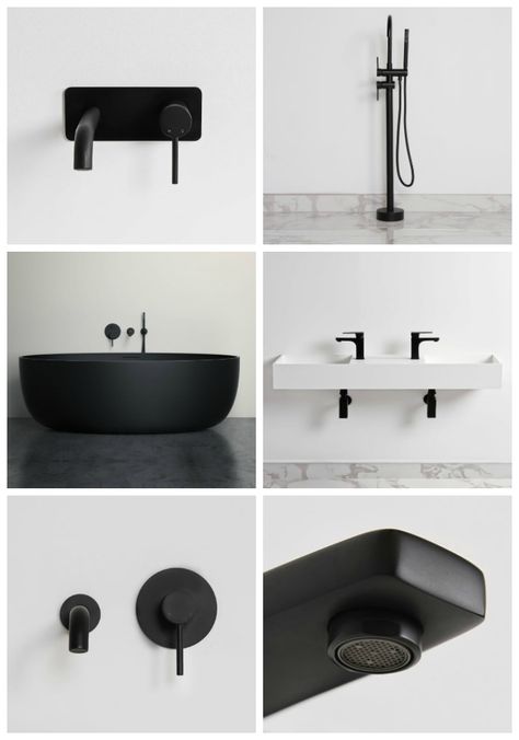 Black Sanitaryware Bathroom, Black Fittings Bathroom, Lusso Stone, Black Bathroom Taps, Black Bathroom Fixtures, Black Tapware, Bathroom Equipment, Bathroom Accessories Design, Matte Black Bathroom