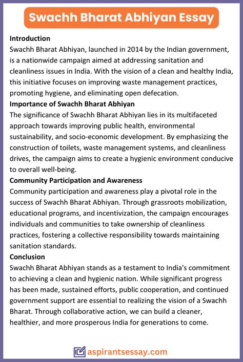 Essay on Swachh Bharat Abhiyan in English (150, 200, 250, 500 Words) | More samples are on the blog for students to get different essay writing idea. Click on the link & explore. Get custom-written papers, without the hassle Unlock Your Essay Potential: Expert Guidance 😘 how to write an essay about hiv aids 250 words, what is a research paper outline, columbia sipa courses 🦸‍♂️ #AcademicSuccess Swachh Bharat Abhiyan, 1000 Word Essay, Research Outline, Best Friend Miss You, Swachh Bharat, Admission Essay, Critical Essay, Proper Hygiene, School Writing