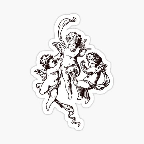 Three Cherubs Tattoo, Cherubim Angels Tattoo, Cupid Tattoo, Cherub Tattoo, Angel Tattoo Designs, Greek Tattoos, Cross Hatching, Tattoo Project, Tattoo Art Drawings