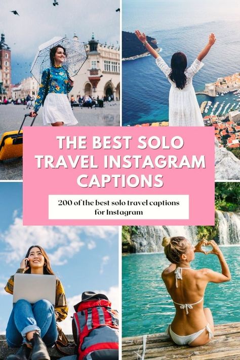 Looking for the perfect caption for your solo travel photos? Discover 200 of the best solo travel quotes and captions to elevate your Instagram game. Whether you're capturing a stunning sunset or exploring hidden gems, these captions will resonate deeply with your adventurous spirit. Ready to inspire your followers and capture the essence of your solo travels? Explore our collection and start sharing your solo adventures today! Solo Travel Photos, Travel Instagram Captions, Trip Captions, Travel Quotes For Instagram, Best Solo Travel, Solo Travel Quotes, Travel Captions, Stunning Sunset, Perfect Captions