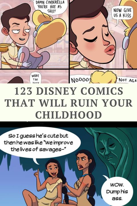 Funny Ecards Hilarious, Disney Princess Comics Funny, Bored Panda Comics, Fat Disney Princesses, Interesting Character Design, Princess Character Design, Disney Sayings, Twisted Princesses, Disney Princess Comics