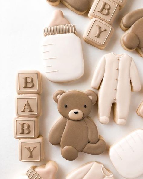 Baby Boy Cookies, Kate Baby, Teddy Bear Cookies, Baby Shower Theme Decorations, Baby Event, My Love Language, Bear Cookies, Baby Gender Reveal Party, Bear Theme