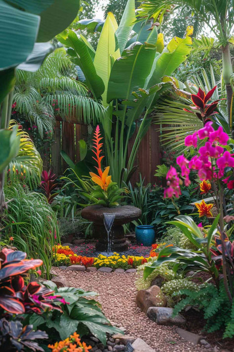 42 Stunning Corner Garden Designs for Your Tropical Oasis Landscaping A Small Front Yard, Florida Gardens Ideas, Florida Landscape Front Yard, Areca Palm Outdoor Landscape, Zen Landscape Design, Central Florida Landscaping Ideas, Florida Garden Ideas, Tropical Plants Outdoor Full Sun, Florida Backyard Ideas