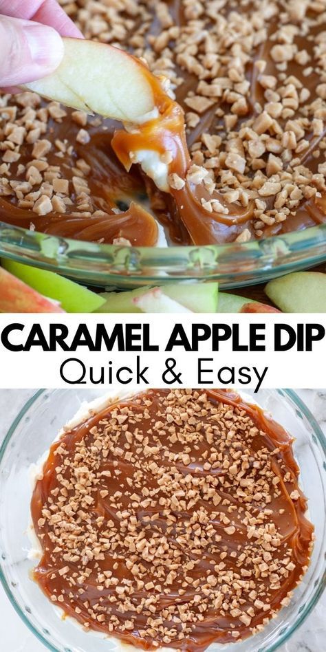 Easy Apple Dip 3 Ingredients, Tailgate Fruit Ideas, Sweet Tailgate Treats, Halloween Themed Party Dips, Apple Heath Bar Dip, Caramel Apple Platter, Apple Potluck Recipes, Easy Halloween Apps, Tailgate Food Dessert