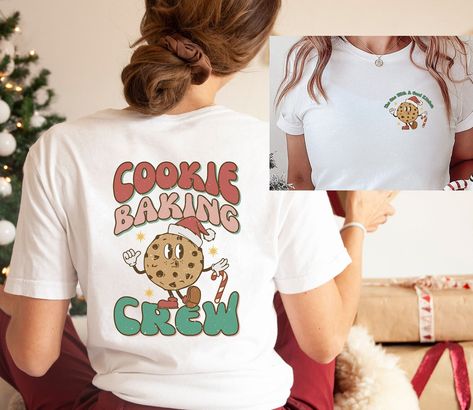 Get ready to bake with your friends and family with this customizable Cookie Baking Crew shirt!  Make a shirt to match everyone's personality or role in the cooking making process!  Each shirt is sold separately.  Fit: * Unisex short sleeve tee * Fits true to size * Size up for oversized fit * Soft cotton feel Description: * Solid colors are 100% cotton * Ash is 99% cotton and 1% polyester * Heather and solid black blend are 52% cotton and 48% polyester * Athletic heather and black heather are 9 Cookie Baking Crew, Personalized Christmas Shirts, Cookie Company, Company Work, Group Shirts, Making Shirts, Crew Shirt, Holiday Baking, Unisex Shorts