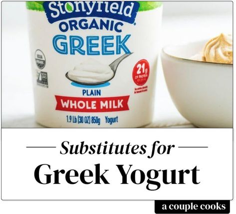 Best Greek Yogurt Substitute – A Couple Cooks Yogurt Substitute, Best Greek Yogurt, Sour Cream Substitute, Oil Substitute, Make Greek Yogurt, Greek Yogurt Pancakes, Yogurt Pancakes, Vegetarian Cookbook, Couple Cooking