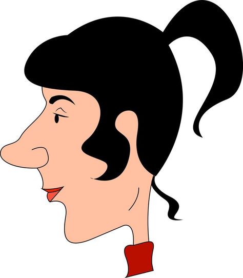 Girl with big nose, illustration, vector on white background. Girls With Big Noses, Nose Illustration, Nose Cartoon, Nose Drawing, Cartoon Girls, Big Nose, Big Noses, Background Background, Illustration Vector