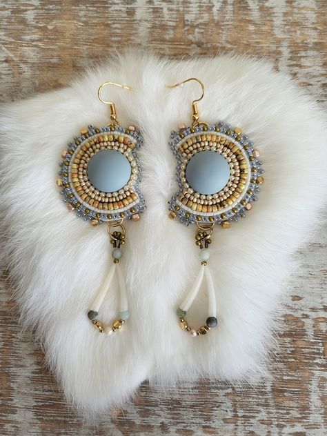 Little Sister Earrings - Etsy Beaded Wedding Earrings, Contemporary Beadwork, Caribou Tufting, Sister Earrings, Native American Beadwork Patterns, Earring Inspo, Beading Inspiration, Ribbon Skirts, Native American Beaded Earrings