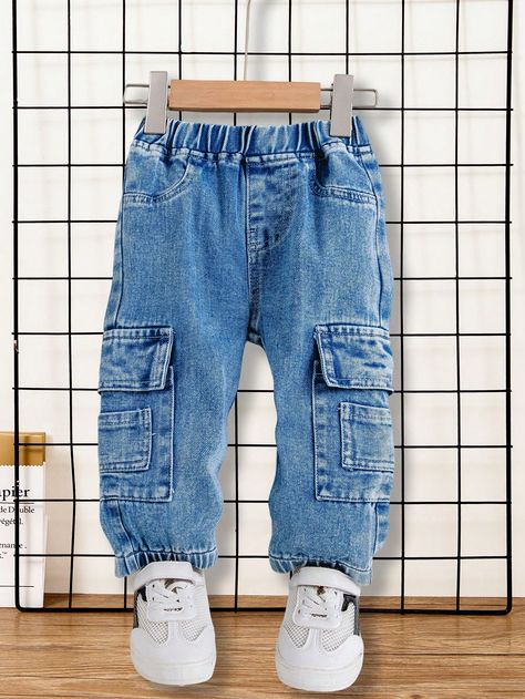 Light Wash  Collar Sleeveless Denim Plain Bottoms Embellished Non-Stretch All Baby Boys Clothing Baby Boy Jeans, Denim Baby, Baby Jeans, Jeans Cargo, Boys Denim, Slim Fit Top, Dark Jeans, Couple Matching, Boys Jeans