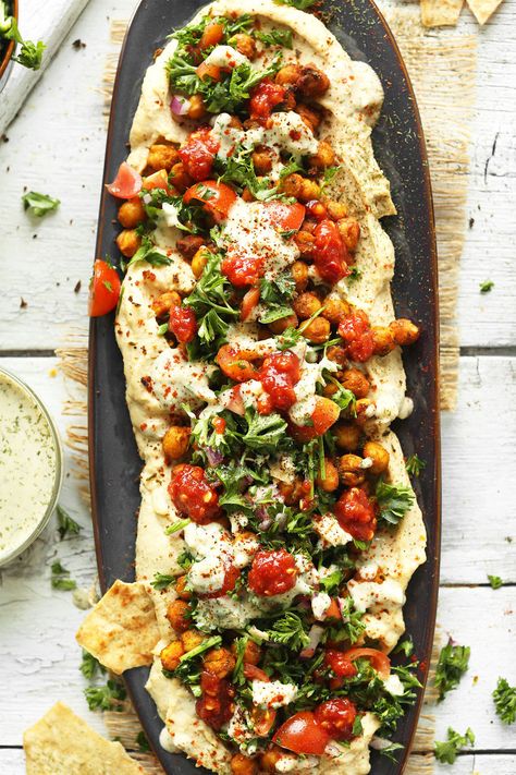 Chickpea Shawarma, Minimalist Baker, Vegan Appetizers, Roasted Chickpeas, Tomato Salad, Aioli, Marinara, Chickpeas, Easy Vegan