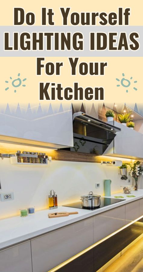 Replace Florescent Light Ideas, Narrow Kitchen Lighting, Breakfast Bar Lighting Ideas, Small Kitchen Lights, Light Ideas Kitchen, Kitchen Cabinet Lighting Ideas, Led Lights Kitchen, Kitchen Counter Lighting, Kitchen Bar Lighting