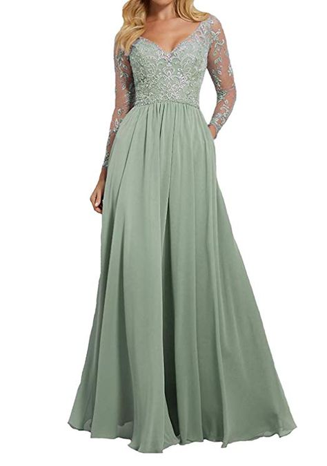 Light Sage Long Lace Bridesmaid Gowns 2019 Long Sleeves Wedding Formal Dress  | Home Sage Green Lace Bridesmaid Dresses, Sage Bridesmaid Dresses With Sleeves, Sage Green Bridesmaid Dresses Long Sleeve, Sage Green Dress Formal Long Sleeve, Sage Green Lace Dress, Green Formal Dress With Sleeves, Sage Green Dress Formal, Sage Green Long Sleeve Dress, Sage Green Long Dress