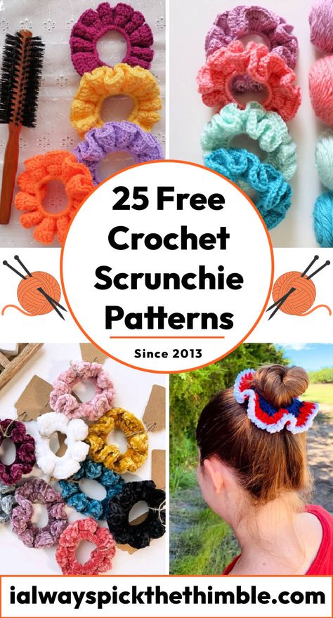 Crochet Large Scrunchies, Scrunchies Pattern Free, Free Crochet Hair Tie Patterns, Crochet Hair Scrunchy Free Pattern, Hair Accessories Crochet Pattern Free, Crochet Patterns Scrunchies, Crochet Hair Tie Pattern Free, Crochet Pattern Scrunchie, Scrunchie Pattern Crochet