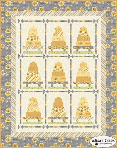 Bee My Sunshine - All A Buzz Free Quilt Pattern Bee Themed Crafts, Beehive Quilt, Honey Bee Quilt, Winnie The Pooh Quilt, Bee Quilts, Bee Baby Blanket, Patterns For Quilting, Quilt Free Pattern, Attic Window Quilts