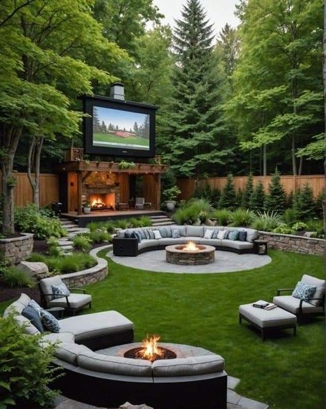 Deck For Backyard, Backyard Fire Pit And Pool, Secret Outdoor Spaces, Deck And Backyard Ideas, Deck Over Pool Ideas, Outdoor Patio Living Space, Odd Shaped Deck Ideas, Large Backyard Landscaping Layout, Backyard Dream Ideas