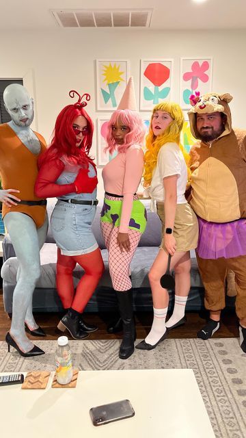 Miss Puff Spongebob Costume, Me Krabs Costume, Sponge Bob Group Costume, Patrick Star Inspired Outfits, Spongebob Character Costume Ideas, Spongebob Patrick Halloween Costumes, Spongebob Trio Costume, Halloween Spongebob Costumes, Plankton Spongebob Costume