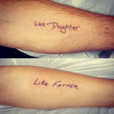 Maching Tattoos Family, Tattoos For Dads And Daughters, Tattoos To Get For Your Daughter, Father Like Daughter Tattoos, Father Daughter Tatoos Meaningful, Father Inspired Tattoos, Matching Tattoos For Father Daughter, Father Daughter Quotes Tattoo, Cute Matching Tattoos For Daughter And Dad