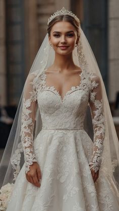 Wedding Hairstyles For Bride With Crown, Veil And Crown Bridal Tiara, Bride Hair Updo With Veil And Tiara, Wedding Hairstyle Crown, Bridal Updo With Crown And Veil, Bridal Hair With Veil And Tiara, Bridal Bun Hairstyles With Veil, Updo Bridal Hair With Veil, Half Up Half Down Wedding Hair Tiara