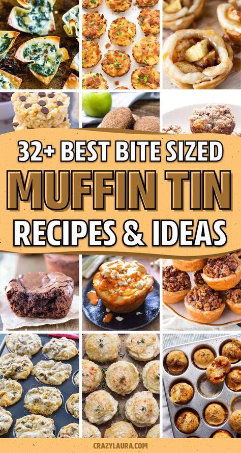 If you’re looking for a new quick and easy single pan recipe to try, check out these muffin tin recipe ideas and examples to get inspired to start baking your own! Mini Muffin Tin Recipes Brunch, Cupcake Pan Recipes Deserts, Biscuits In A Muffin Tin, What To Make In Mini Muffin Pan, Mini Muffin Tin Appetizer Recipes, Muffin Board Ideas, Baked Potatoes In Muffin Tins, Biscuit Muffin Tin Recipes, Dessert In Mini Muffin Tin