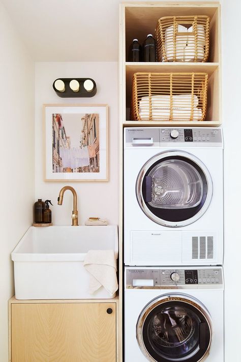 Washing Area, Laundry Nook, Laundry Room Ideas Small Space, Laundry Ideas, Dutch Decor, Phillip Island, Condo Design, Sleep Sanctuary, Laundry Closet