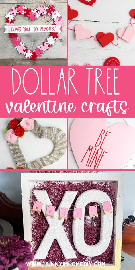 Cheap & Easy Dollar Tree Valentine Crafts to Make at Home Simple Valentine Crafts For Adults, Diy Dollar Tree Valentines Decorations, Dollar Tree Valentine Crafts, Dollar Tree Valentines Diy Ideas, Crafts To Make At Home, Heart Wreath Diy, Dollar Tree Gifts, Valentine Door Decorations, Easy Valentine Crafts