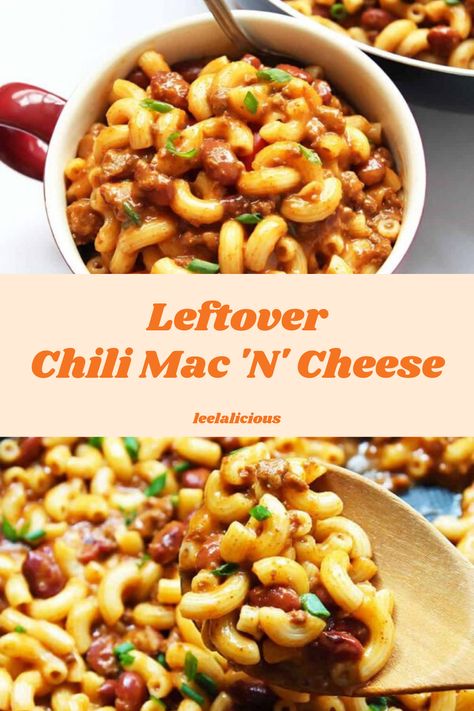 Recipes Using Can Chili, Leftover Chili Mac And Cheese, Chili Mac With Leftover Chili, Recipes With Canned Chili, Leftover Chili Recipes Ideas, Chili Add Ins, Recipes With Leftover Chili, Leftover Chilli Recipes, Leftover Chili Ideas What To Do With