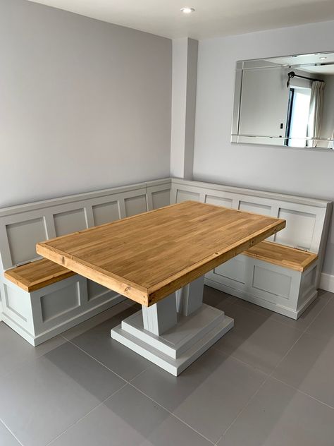 Corner Dinner Table Bench, Kitchen Corner Seating Built Ins, Table Built In Bench, Corner Dining Area Bench Seat, Dining Table Storage Bench, Built In Corner Dining Table, Kitchen Corner Table With Bench, Dining Table Corner Bench, Booth Dining Room Table