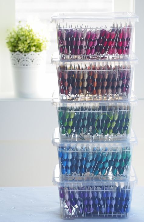 if there was such a thing as a phd in embroidery floss winding, i'd have one - Pretty by Hand - Cross Stitch Floss Organization, Floss Organization Ideas, Floss Storage Ideas, Diy Embroidery Floss Organizer, Floss Organization, Embroidery Floss Storage, Floss Storage, Embroidery Lazy Daisy, Vintage Embroidery Patterns