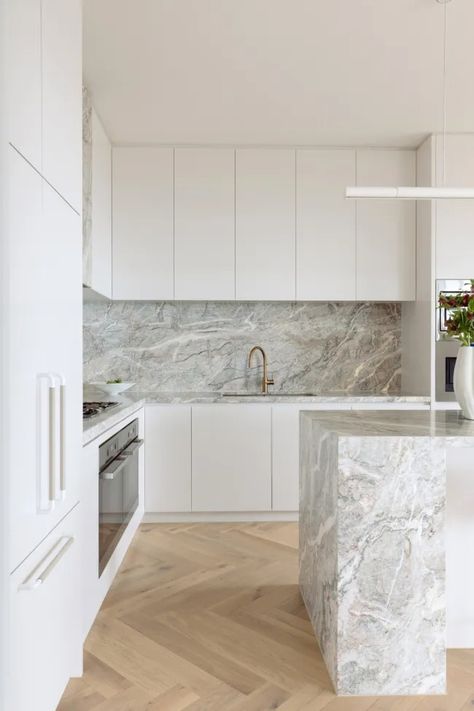 This Mornington Peninsula Home is Now a Modern Coastal Retreat | Home Beautiful Light Hardwood Floors, Copper Handles, Integrated Appliances, Coastal Kitchen, Metal Cabinet, Furniture Handles, Modern Coastal, Metal Furniture, Cabinet Handles