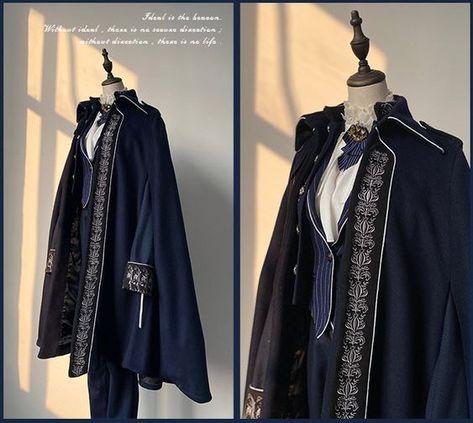 Ouji Fashion Male, Fantasy Prince Outfit, Ouji Fashion, Prince Clothes, Male Outfits, Cape Designs, Fairytale Fashion, Character Inspo, Long Jacket