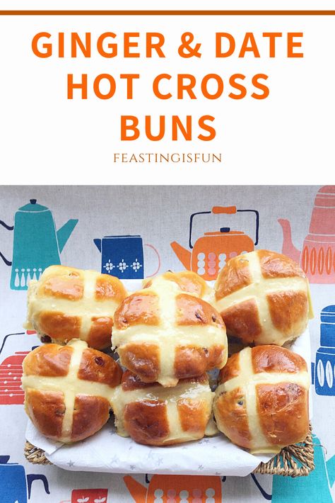 Spiced Buns, Easter Baking Ideas, Stem Ginger, Cross Buns Recipe, Easter Bun, Baking Healthy, Baking Easy, Hot Cross Buns Recipe, Easter Breakfast