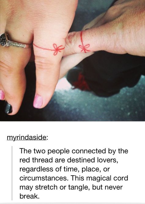 This is a cute idea for matching couple tattoo This is the Red Thread saying in the Asian adoption community. Tattoos Ideas For Couples, Matching Tattoos Ideas, Couple Tat, Tattoo Couple, Cute Couple Tattoos, Couple Tattoo, Matching Couple Tattoos, Парные Тату, Matching Tattoo