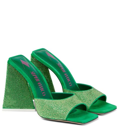 The Attico, Embellished Sandals, Tone On Tone, Designer Shirts, Shoe Fits, Suede Sandals, Green Leather, Mules Shoes, Vintage Accessories