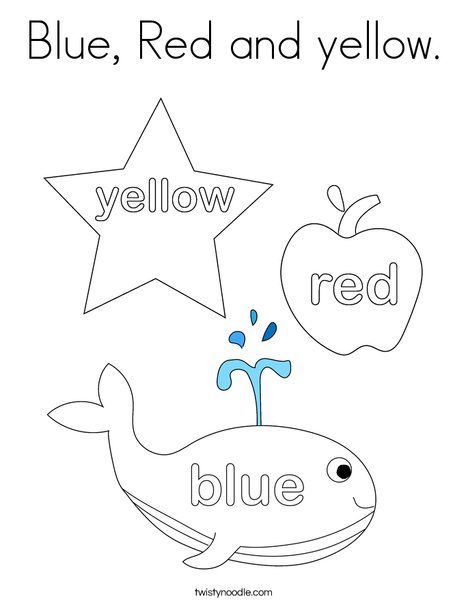 Blue, Red and yellow Coloring Page - Twisty Noodle Color Blue Worksheets For Preschool, Yellow Coloring Page, Primary Colors Worksheet, Preschool Color Activities, Color Worksheets For Preschool, Holiday Lettering, Color Meanings, Easy Coloring Pages, Color Worksheets